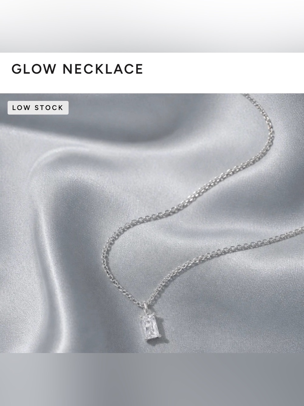 Glow Necklace - Silver with Clear Pendant